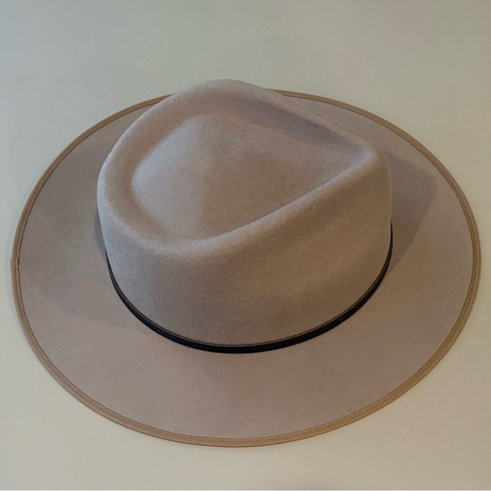 Will + Bear NEW Calloway Wool Statement Hat taupe classic wide brim - Picture 9 of 13